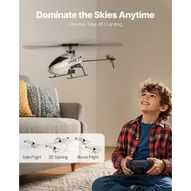 VEVOR RC-helikopter, 2,4 GHz fjernbetjeningshelikopter med enkelt propel med gyro, 4-kanals RC-fly til begyndere, 39 min.