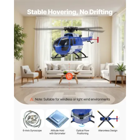 VEVOR RC Helicopter, 2.4GHz 4-Propeller Remote Control Helicopter with 6-Axis Gyro, 4-Channel RC Airplane for Beginner, LED Ligh