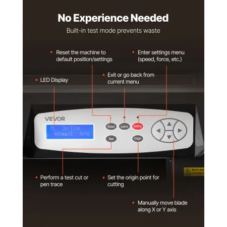 VEVOR Vinyl Cutter Machine, 720 mm Max Feed Width, Dual Blades, Adjustable Force and Speed, LED Display, Vinyl Plotter Cutter Pr
