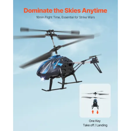 VEVOR RC-helikopter, 2,4 GHz flyvende fjernbetjeningshelikopter, 3,5-kanals RC-fly til børn, 16 minutter flyvetid, højde Hol