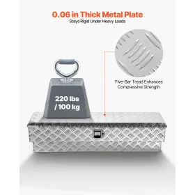 VEVOR Truck Bed Værktøjskasse, Heavy Duty Aluminium Værktøjskasse med Slidbanemønstre, Opbevaringsværktøjskasse