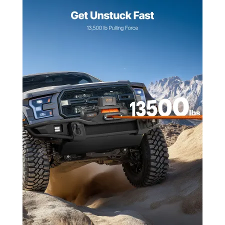 VEVOR Electric Winch, 6100 kg Load Capacity, 12V DC Truck Winch with Φ9.5 mm x 28 m Synthetic Rope, Wireless & Wired Remote Cont