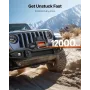 Electric Winch, 5400 kg Load Capacity, 12V DC Truck Winch with Φ9.5 mm x 28 m Synthetic Rope, Wireless & Wired Remote Control, I