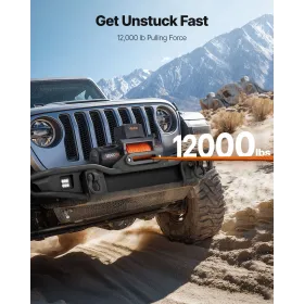 VEVOR Electric Winch, 5400 kg Load Capacity, 12V DC Truck Winch with Φ9.5 mm x 28 m Synthetic Rope, Wireless & Wired Remote Cont