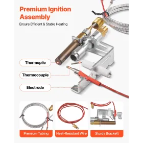 VEVOR Gas Pilot Assembly, OE 103779-01, PP231, NG8218 Fireplace Natural Gas Ignition Replacement, Compatible with CIVF-25, CIVF-