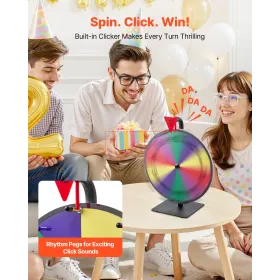 VEVOR 305 mm Spinning Prize Wheel, 10 Slots Spinning Wheel with Stand, Tabletop Win Fortune Roulette with a Dry Erase and 2 Mark