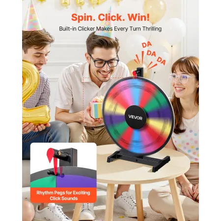 VEVOR 457 mm Spinning Prize Wheel, 14 Slots Spinning Wheel with Stand, Tabletop Win Fortune Roulette with a Dry Erase and 2 Mark