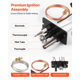 VEVOR Gas Pilot Assembly, OE 69L17, 69L1701, 904405, J4117, 108084-02 Fireplace Gas Pilot Assembly Kit, Natural Gas Ignition Rep