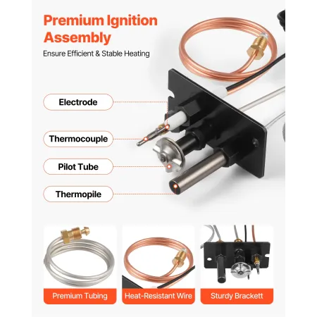 VEVOR Gas Pilot Assembly, OE 69L17, 69L1701, 904405, J4117, 108084-02 Fireplace Gas Pilot Assembly Kit, Natural Gas Ignition Rep