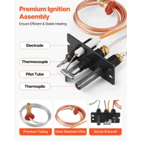 VEVOR Gas Pilot Assembly, OE 485-510A,4021-736,2103-010 Fireplace Gas Pilot Assembly Kit, Natural Gas Ignition Replacement, Comp