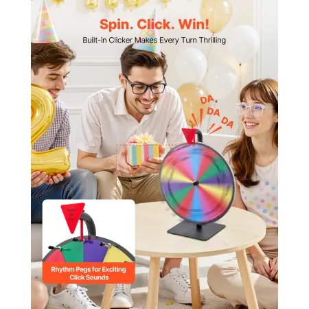 VEVOR 305 mm spinning præmiehjul, 14 slots spinning hjul med stativ, bordplade Win Fortune Roulette med en tør sletning og 2