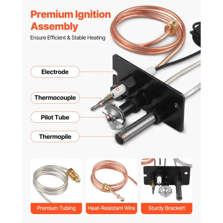 VEVOR Gas Pilot Assembly, OE 10002265, 10002264, SRV10002264 Fireplace Gas Pilot Assembly, Natural Gas & LPG Ignition Replacemen
