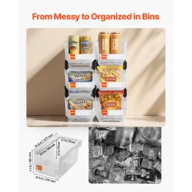VEVOR stabelbare plastbeholdere, 37,7 x 21,5 x 18 cm (6 pakke), plastbeholdere til organisering og opbevaringsspande til skabet,
