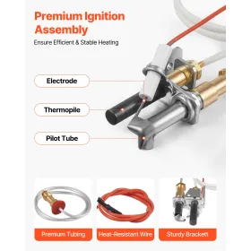 Gas Pilot Assembly, OE 446-512A, HSRV 446-512A, SRV 446-512A Fireplace Gas Pilot Assembly Kit, Natural Gas Ignition Replacement,