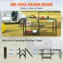 Camping køkkenbord, foldbar kogestation i ét stykke med en