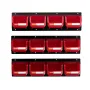 VEVOR Wall Mounted Storage Bins, 12 Plastic Bins & 3 Metal Rails, Plastic Hanging Stackable Storage Bin for Screws, Nuts, Bolts,