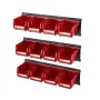 VEVOR Wall Mounted Storage Bins, 12 Plastic Bins & 3 Metal Rails, Plastic Hanging Stackable Storage Bin for Screws, Nuts, Bolts,
