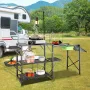 Camping køkkenbord, foldbar kogestation i ét stykke med en