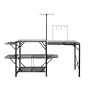Camping Kitchen Table, One-piece Folding Portable Cook Station with A Carrying Bag, Long Aluminum Camping Table 3 Side Tables, 2