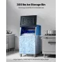 Commercial Ice Maker Storage Bin, 136 KG Capacity Stainless Steel Ice-Bin, Commercial Ice Storage Bin with Adjustable Anti-slip 