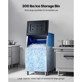 VEVOR Commercial Ice Maker Storage Bin, 136 KG Capacity Stainless Steel Ice-Bin, Commercial Ice Storage Bin with Adjustable Anti