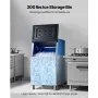 Commercial Ice Maker Storage Bin, 136 KG Capacity Stainless Steel Ice-Bin, Commercial Ice Storage Bin with Adjustable Anti-slip 