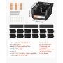 VEVOR Wall Mounted Storage Bins, 12 Plastic Bins & 3 Metal Rails, Plastic Hanging Stackable Storage Bin for Screws, Nuts, Bolts,