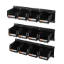 VEVOR Wall Mounted Storage Bins, 12 Plastic Bins & 3 Metal Rails, Plastic Hanging Stackable Storage Bin for Screws, Nuts, Bolts,