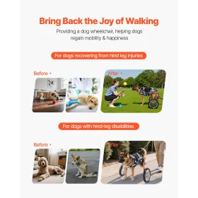 VEVOR Dog Wheelchair for Back Legs, Lightweight 2 Wheels Pet Wheelchair, Height, Width & Length Adjustable, Dog Cart with Shock-