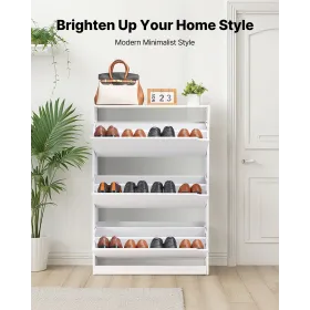 Shoe Cabinet with 3 Flip Drawers, Modern Shoes Storage Cabinet with Anti-Tipping Device, Freestanding Shoe Rack Organizer, Ideal