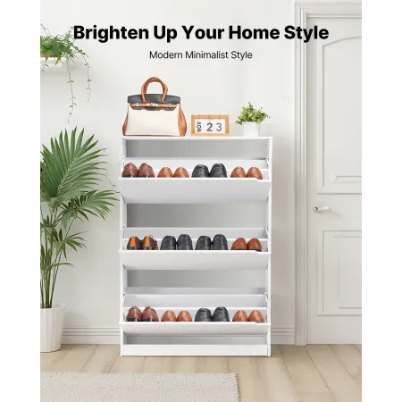 VEVOR Shoe Cabinet with 3 Flip Drawers, Modern Shoes Storage Cabinet with Anti-Tipping Device, Freestanding Shoe Rack Organizer,