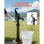 Well Hand Pitcher Pump, 20 ft Max Lift, Antique Cast Iron Manual Hand Water Pump with Heightening Base, NPT 1-1/4 in Connection,