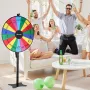 914 mm Spinning Prize Wheel, 18 Slots Spinning Wheel with Stand, Adjustable Height Win Fortune Roulette with a Dry Erase and 2 M