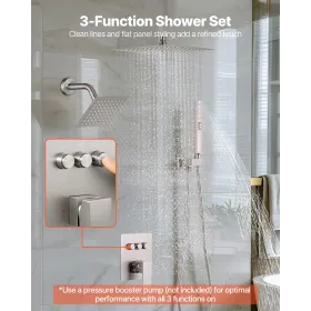 VEVOR brusehanesæt, 254 mm loftmonteret regnbrusesystem med 152 mm vægmonteret hoved og 2 i 1 håndholdt spray, Rota