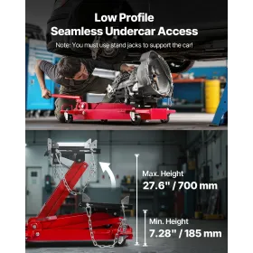 VEVOR Low Profile Floor Jack, 2200 lbs / 1 Ton Lifting Capacity Telescoping Transmission Floor Jack, 18.5-70 in Lifting Height, 