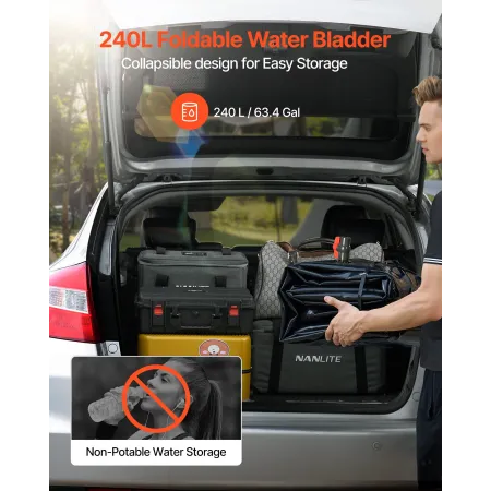 VEVOR Water Storage Bladder, 240L Water Storage Container Tank, 1000D PVC Large Capacity Soft Bag Bladder, Collapsible Portable 