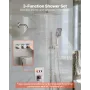 Shower Faucet Set, 305 mm Ceiling Mount Rainfall Shower System with 152 mm Wall Mount Head and 4 in 1 Handheld Spray, Rotatable 