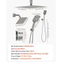 Shower Faucet Set, 305 mm Ceiling Mount Rainfall Shower System with 152 mm Wall Mount Head and 4 in 1 Handheld Spray, Rotatable 