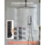 VEVOR Shower Faucet Set, 406 mm Thermostatic Ceiling Mount Rainfall Shower System with 6 Body Jets and Handheld Spray, Rotatable