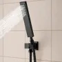 Shower Faucet Set, 406 mm Thermostatic Ceiling Mount Rainfall Shower System with 6 Body Jets and Handheld Spray, Rotatable 3-Fun