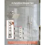 VEVOR Shower Faucet Set, 406 mm Thermostatic Ceiling Mount Rainfall Shower System with 152 mm Wall Mount Head, 6 Body Jets and H