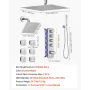 Shower Faucet Set, 406 mm Thermostatic Ceiling Mount Rainfall Shower System with 152 mm Wall Mount Head, 6 Body Jets and Handhel