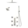 Shower Faucet Set, 406 mm Thermostatic Ceiling Mount Rainfall Shower System with 152 mm Wall Mount Head, 6 Body Jets and Handhel
