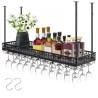 Ceiling Wine Glass Rack, 46.9 x 13 inch Hanging Wine Glass Rack, 18.9-35.8 inch Height Adjustable Hanging Wine Rack Cabinet,