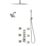 VEVOR Shower Faucet Set, 406 mm Thermostatic Ceiling Mount Rainfall Shower System with 152 mm Wall Mount Head, 6 Body Jets and H