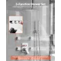 Shower Faucet Set, 254 mm Ceiling Mount Rainfall Shower System with 6 Body Jets and 2 in 1 Handheld Spray, Rotatable 3-Function 