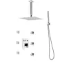 Shower Faucet Set, 254 mm Ceiling Mount Rainfall Shower System with 6 Body Jets and 2 in 1 Handheld Spray, Rotatable 3-Function 
