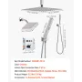 VEVOR Shower Faucet Set, 305 mm Thermostatic Ceiling Mount Rainfall Shower System with 152 mm Wall Mount Head and 2 in 1 Handhel