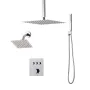 Shower Faucet Set, 305 mm Thermostatic Ceiling Mount Rainfall Shower System with 152 mm Wall Mount Head and 2 in 1 Handheld Spra