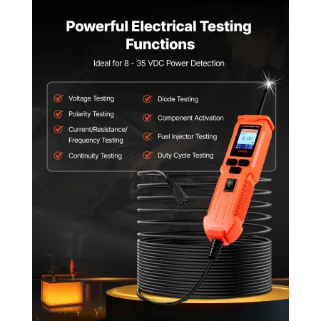 Automotive Circuit Tester, 8 - 35 DCV Power Circuit Probe Tester with TFT Color Display and Lighting, Automotive Power Tester Pr
